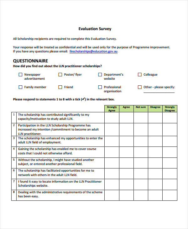 business evaluation survey template