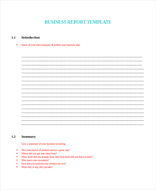 business report template word