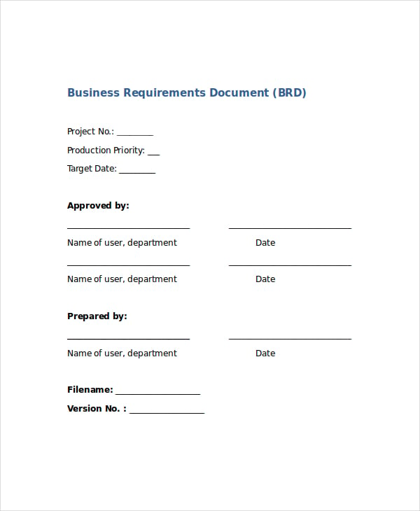 business requirements document template