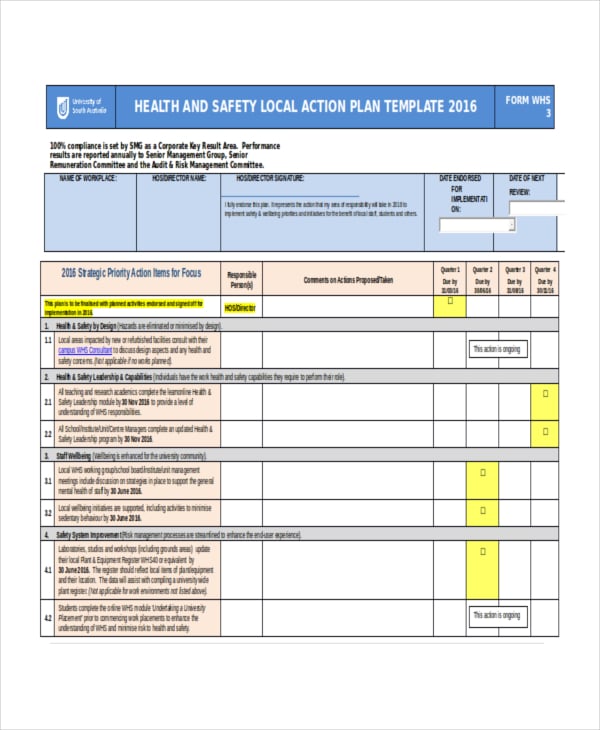 health action plan template