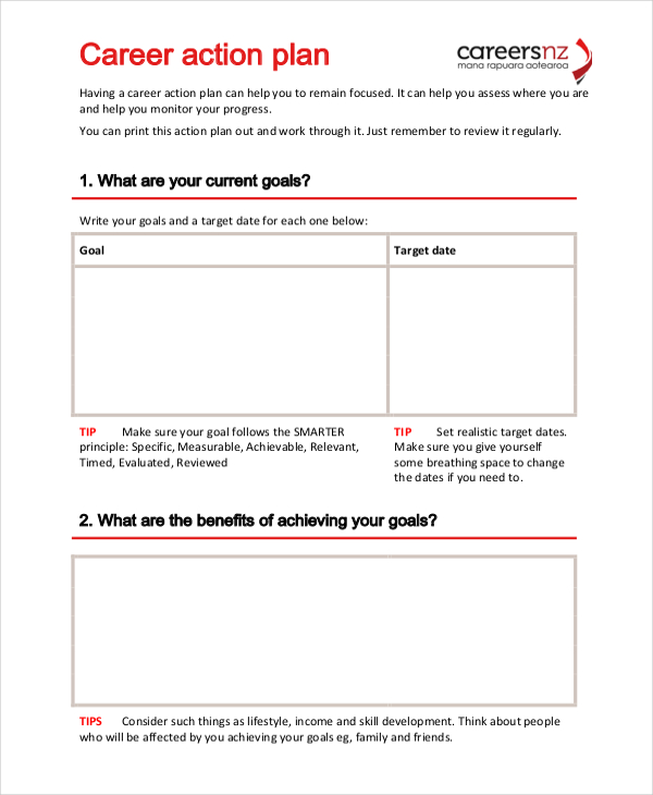 career action plan template
