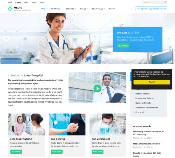 free content rich medical jhoomla template
