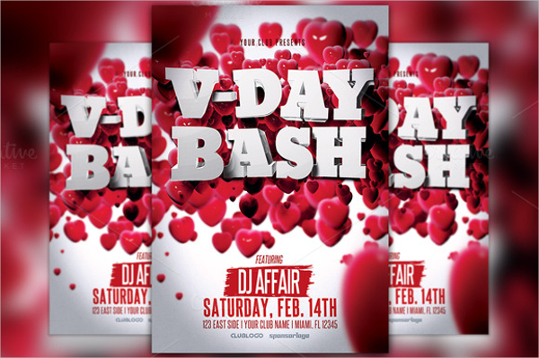 valentines day 3d party flyer