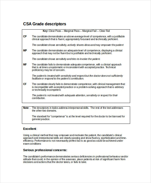 clinical skills assessment template