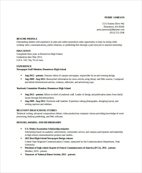 academic resume template