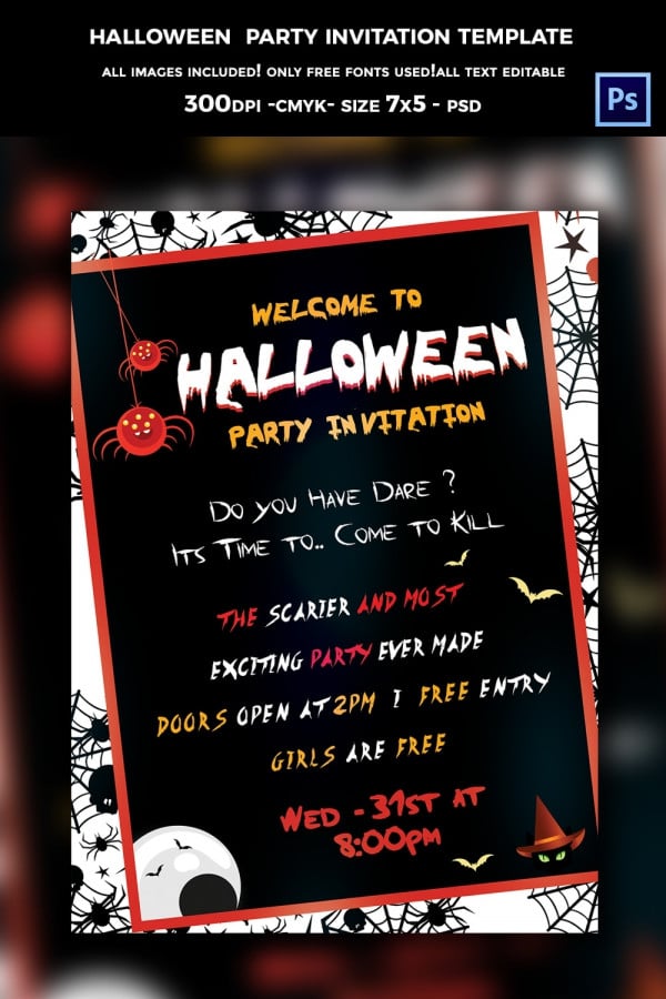 wonderfully wicked halloween invitation template