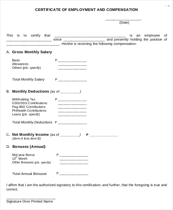 27 Sample Certificate Of Employment Templates Pdf Doc Psd Ai Indesign Apple Pages Publisher 5053