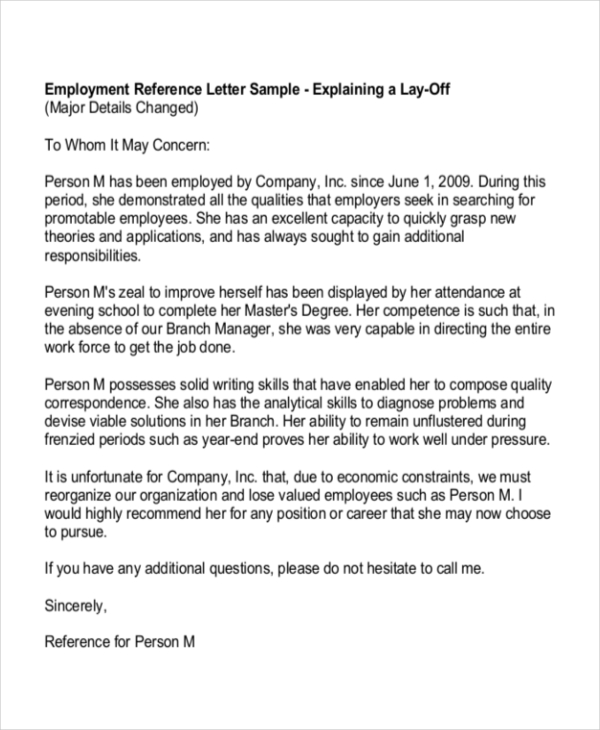 Sample Letter Of Recommendation For Former Employee