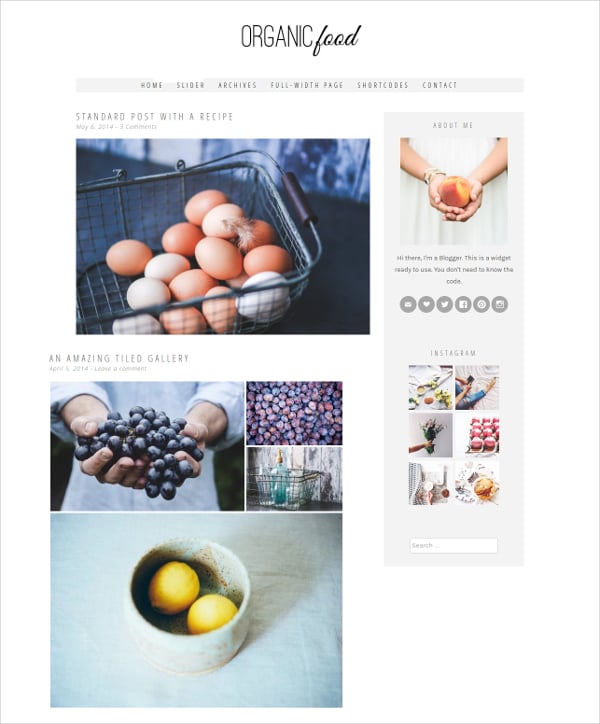 organic food wordpress recipe theme