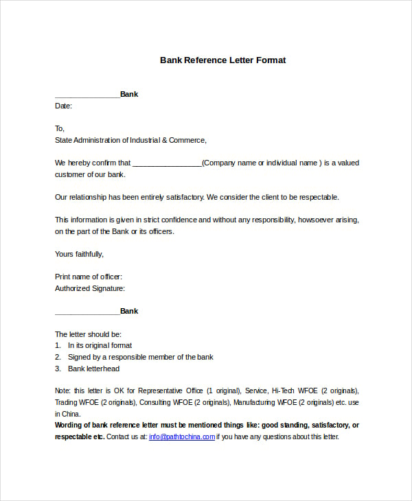 13+ Sample Bank Reference Letter Templates PDF, DOC