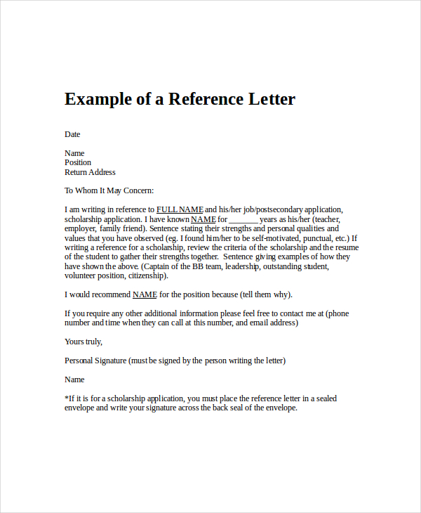 Standard Employment Reference Letter