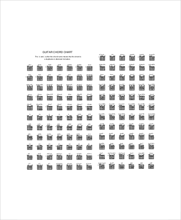 Guitar Bar Chords Chart Template 5 Free PDF Documents Download