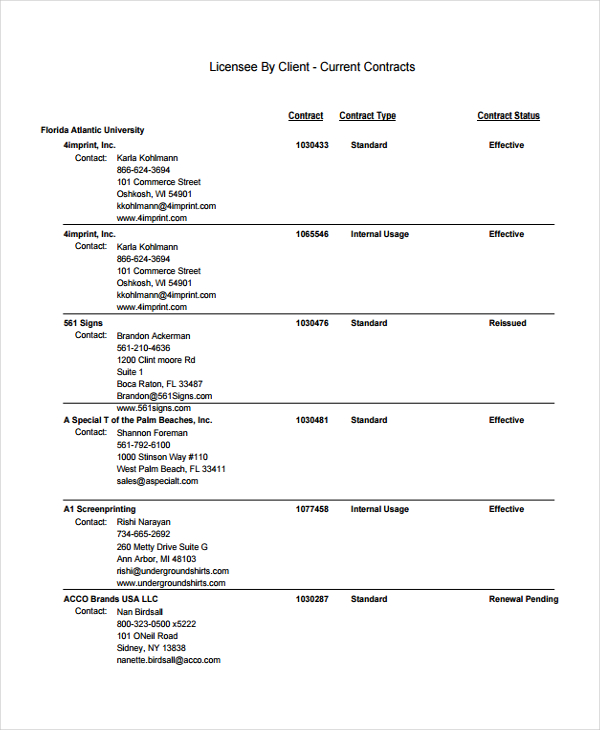 7  Vendor List Templates PDF DOC