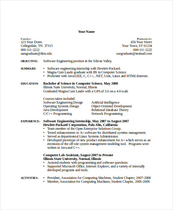 14+ Computer Science Resume Templates - PDF, DOC