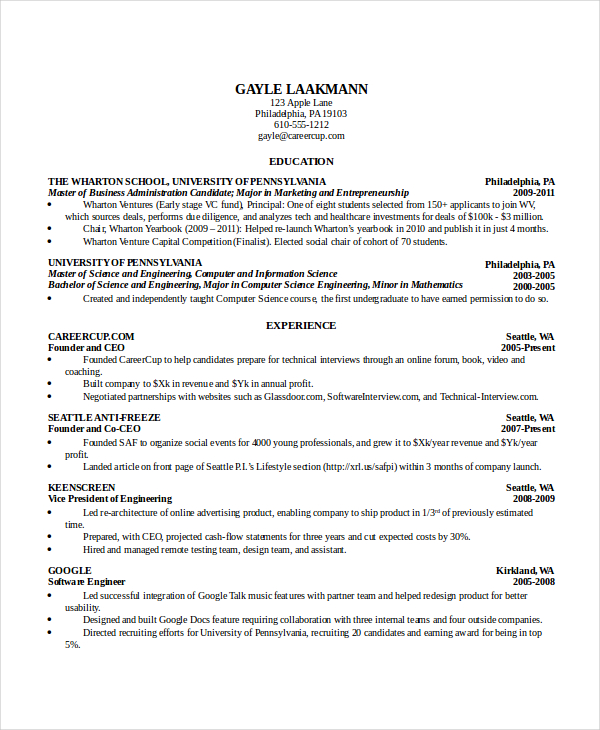 12 Puter Science Resume Templates PDF DOC