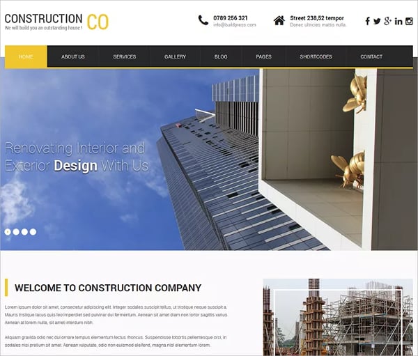 simple free construction wp website theme