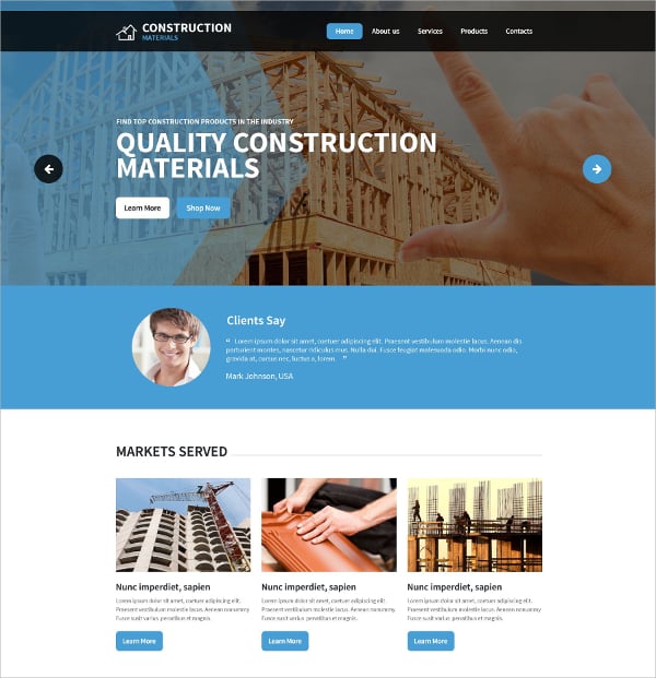 construction company website template