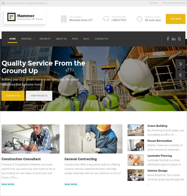 corporate construction wp website theme