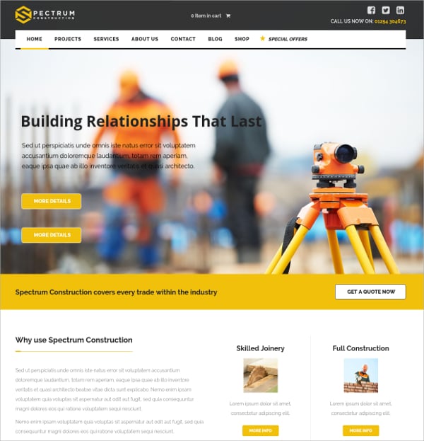 modern construction wordpress website theme
