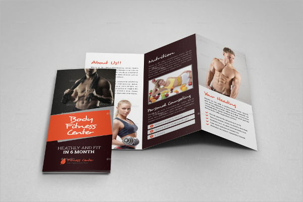 gym fitness trifold brochure indesign template