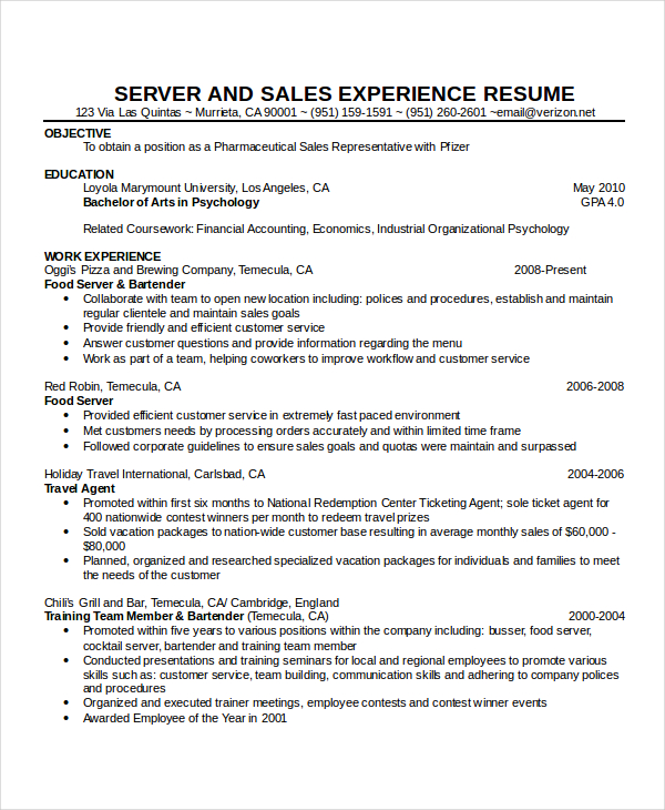 cover letter for resume waitress