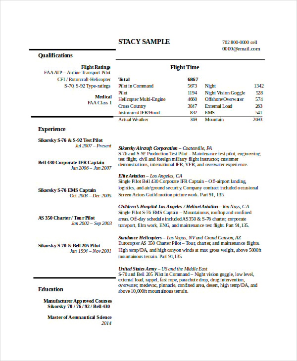 Aviation Resume Template from images.template.net