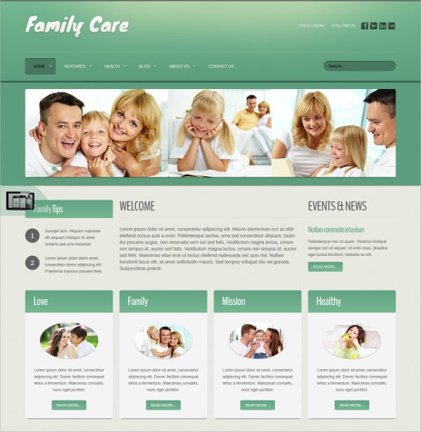 family care joomla website theme