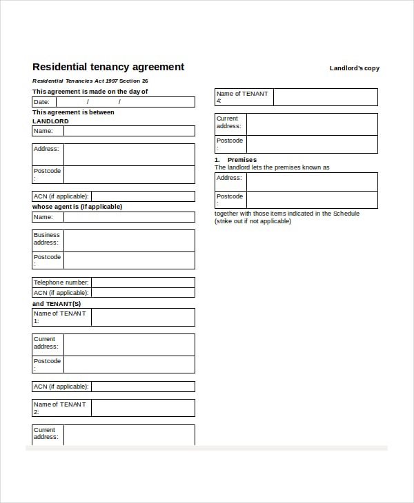 residential tenancy agreement
