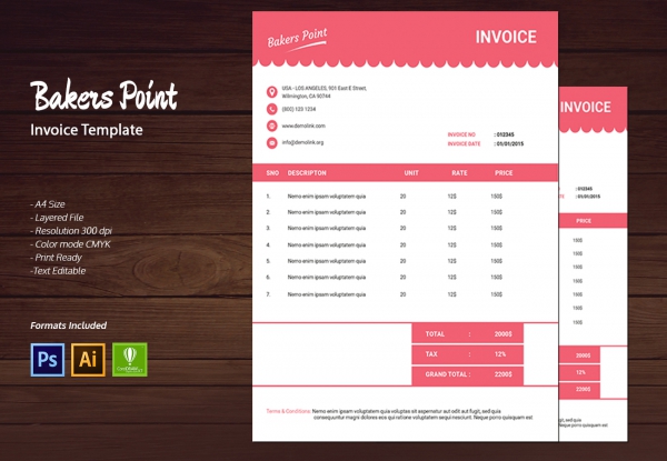 bakery invoice