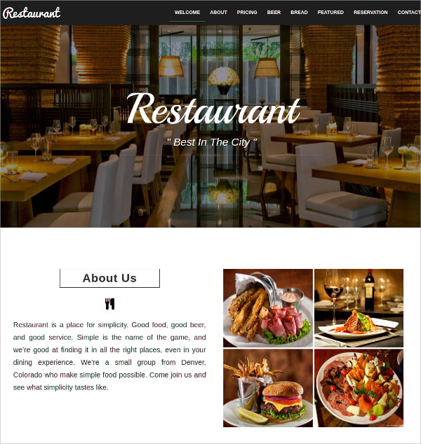 free restaurant cafe html5 website template