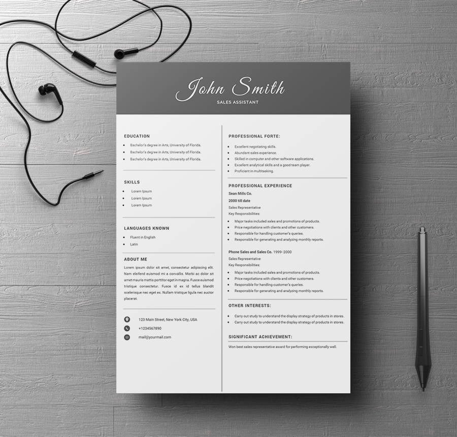 sales assistant resume template