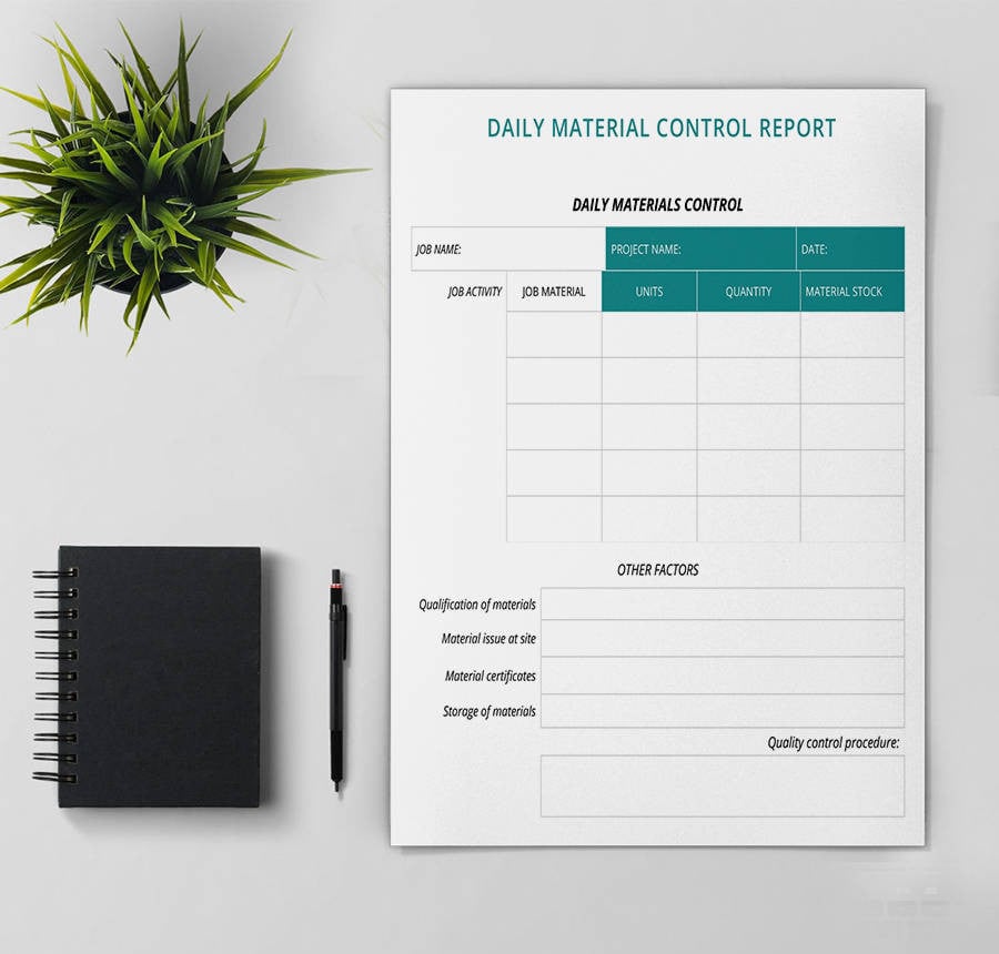 daily material control report template