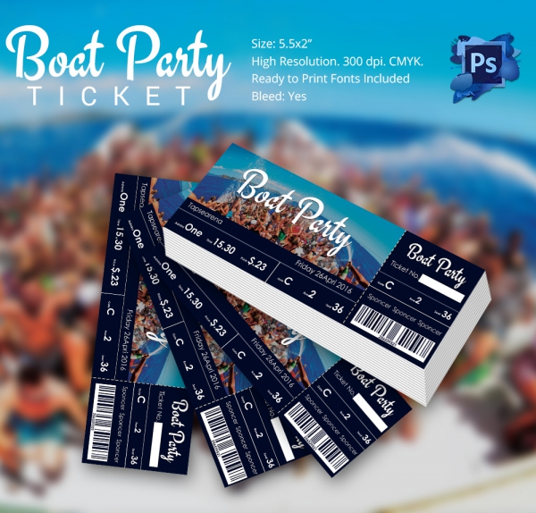 PSD Boat Party Ticket Template Free Download