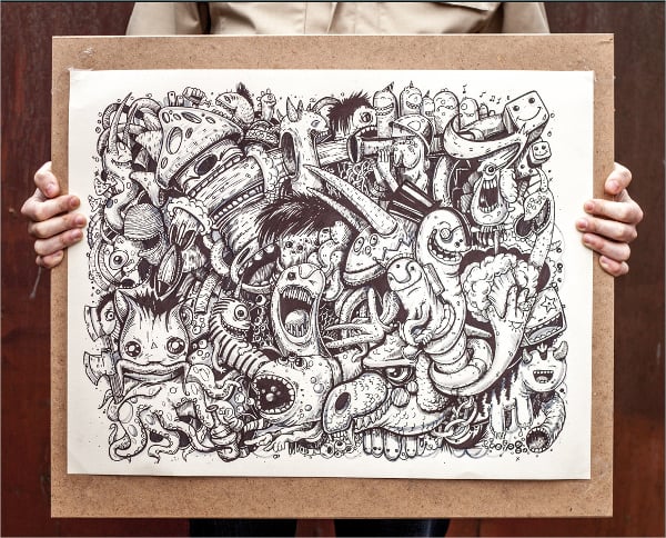 hand drawn graphic monsters art