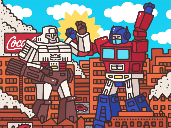 megatron vs optimus prime doodle art