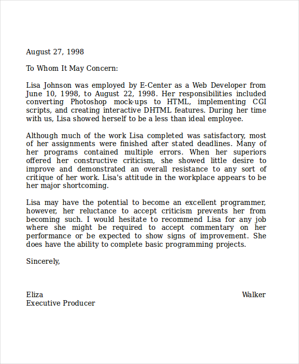 Reference Letter For Lecturer Job