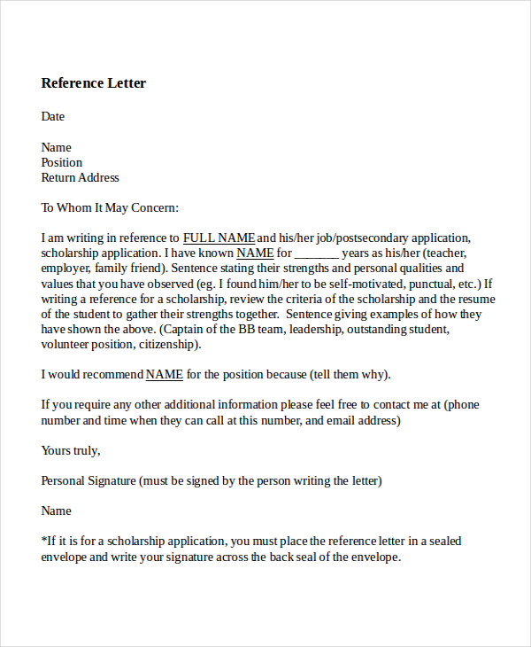 Reference Letter For Lecturer Position