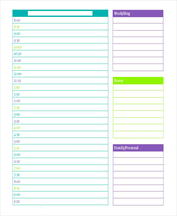 11+ Daily Planner Templates - Free Sample, Example, Format | Free ...
