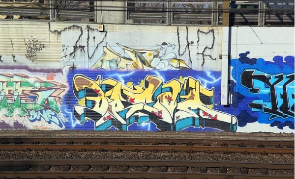 brick wall graffiti art