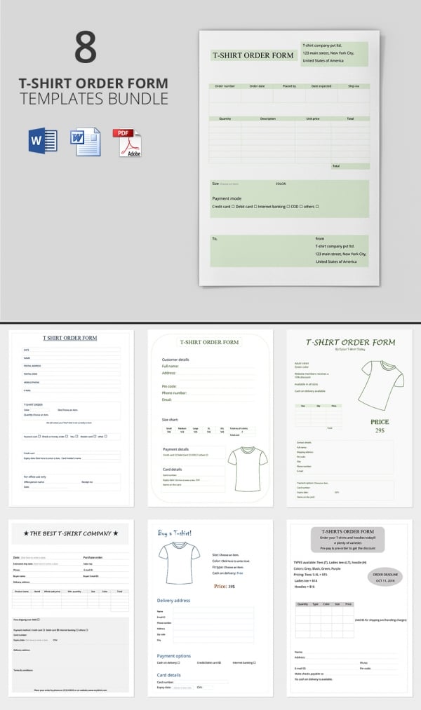 freebie of the day t shirt order form templates
