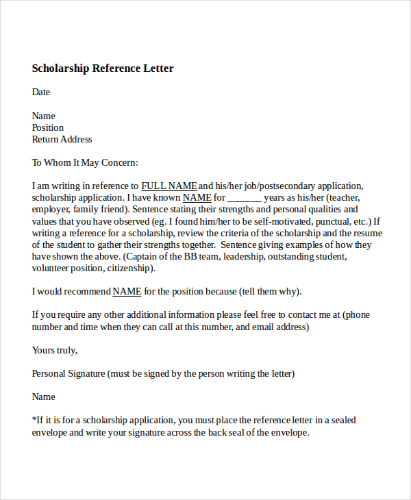 Reference Letter For Bursary Application