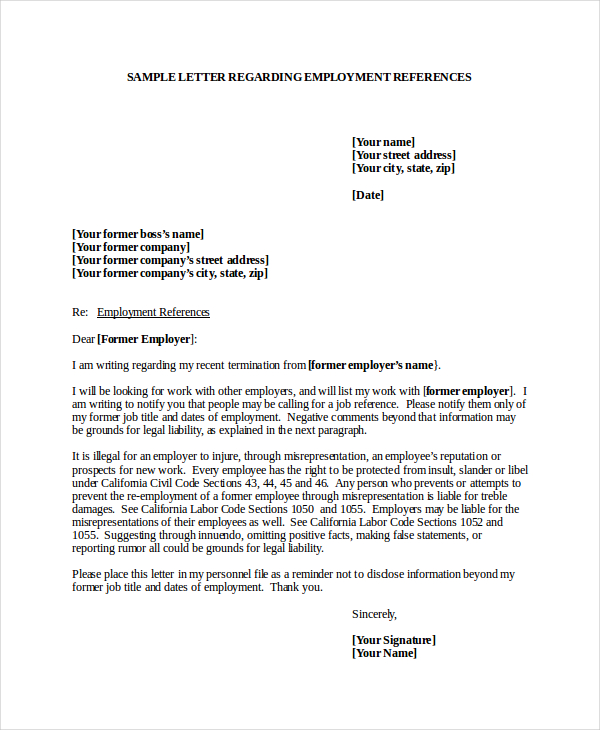 10 Job Reference Letter Templates Sample Example Format