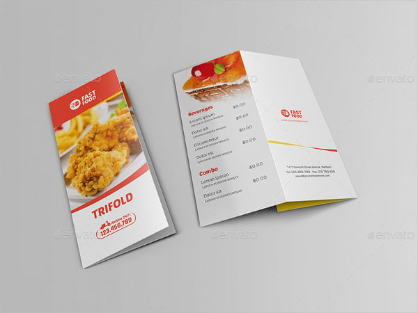 fast food trifold brochure template