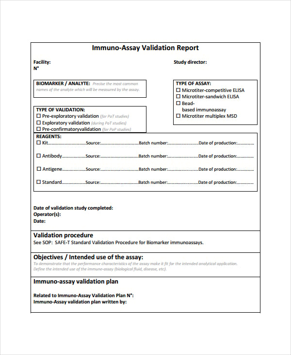 assay report template