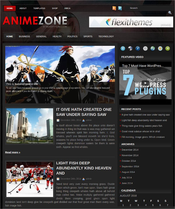 free anime zone wordpress theme