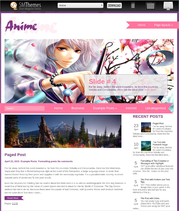 free profesional anime wordpress theme