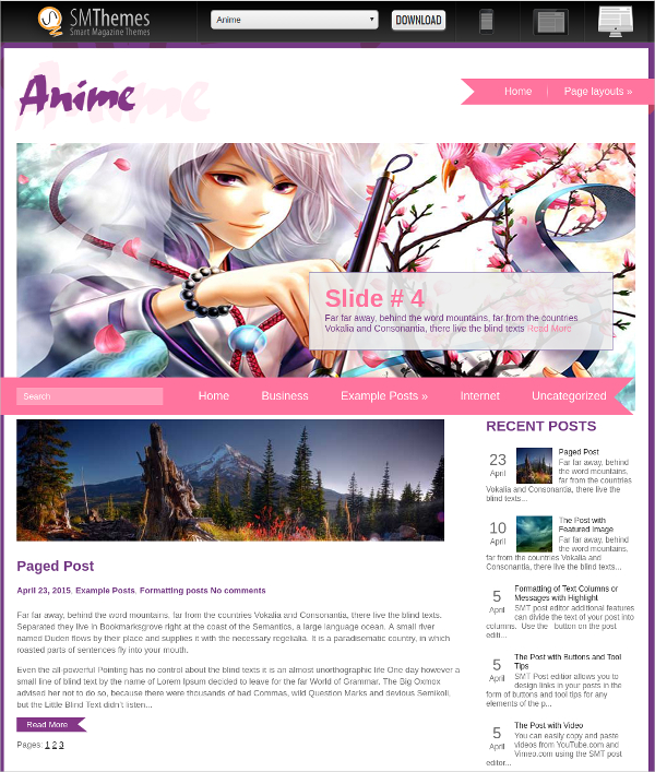 free profesional anime wordpress theme