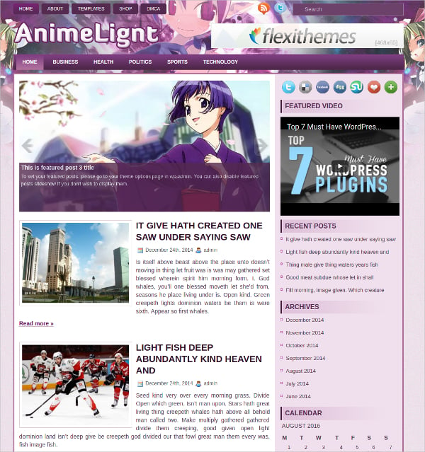 simple free anime wordpress theme
