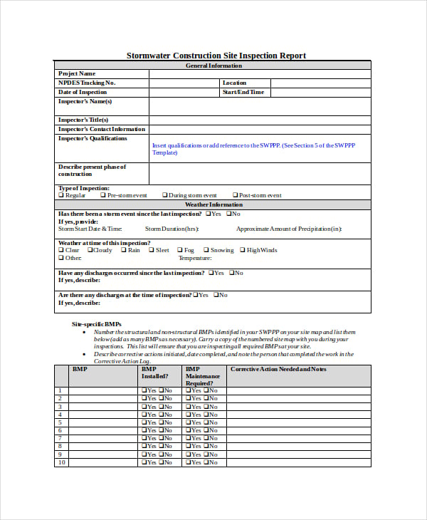 inspection report template