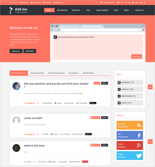 Question and Answer WordPress Theme